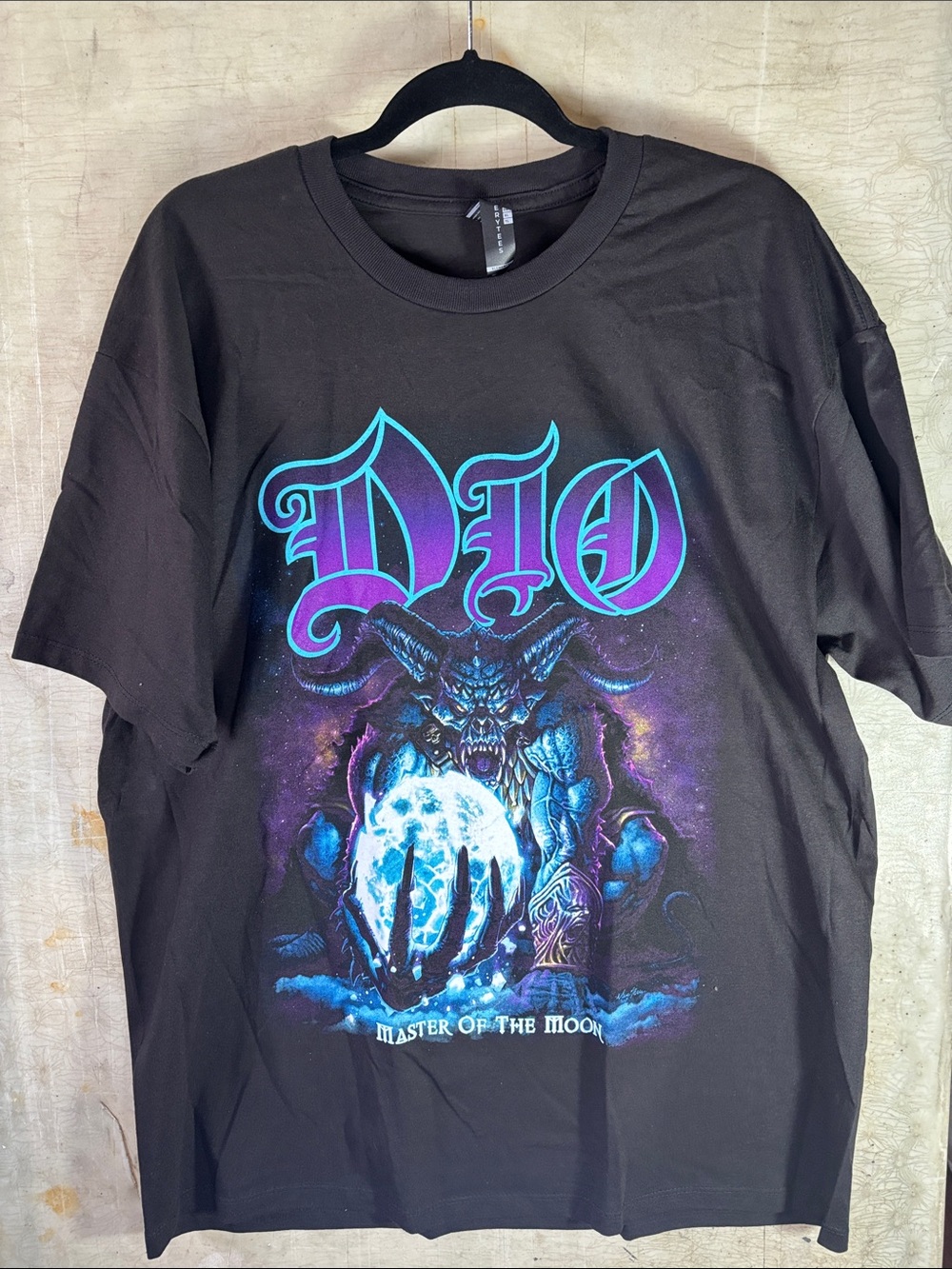 "Master of the Moon" Short Sleeve Graphic Tee - Black with Purple/Blue Print
